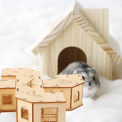 Vista 8 de Hamster Tunnel Labyrinth House- Juguete de laberinto de hámster de madera, juguete para hacer ejercicio de túnel de mascotas, casa creativa
