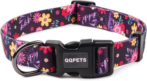 Vista 11 de Collar de perro suave ajustable: estampado de flores rosadas, multicolor, lindos patrones para mascotas, talla XS, pequeña, mediana y grande