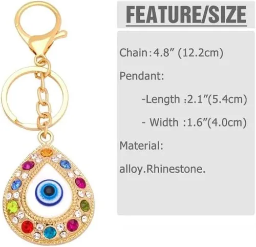 Vista 3 de 2 llaveros de mal de ojo, llaveros turcos de mano Hamsa de mal de ojo, llaveros de mal de ojo, decoración de ojos azules del diablo, adorno