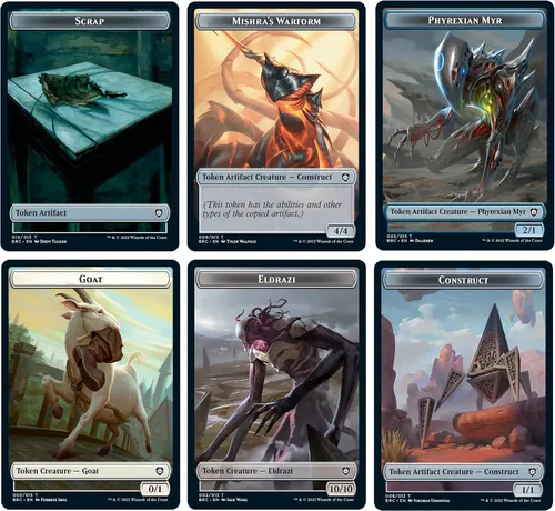 Vista 6 de Magic: The Gathering The Brothers' War Retro-Frame Commander Deck – Bandera bruñida de Mishra (azul-negro-rojo) + paquete de muestra de refuerzo