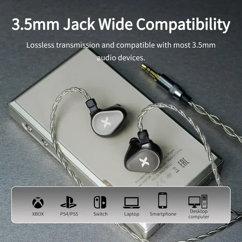 Vista 7 de DUNU Titan X IEMs - Auriculares para juegos, monitor intrauditivo de controlador dinámico de 0.394 pulgadas, auriculares IEM con cable de alta