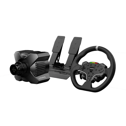 Vista 2 de MOZA R3 Racing Simulator 4PCS Wheel & Pedals bundle for PC: R3 Direct Drive Base, ES Lite Steering Wheel, SR-P Lite Pedals and Table Clamp, Black
