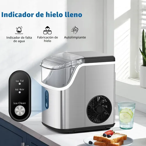 Vista 4 de COWSAR Nugget Ice Makers - Máquinas de hielo de nuggets para encimera, hielo suave masticable en pellets, con función de limpieza automática, 35