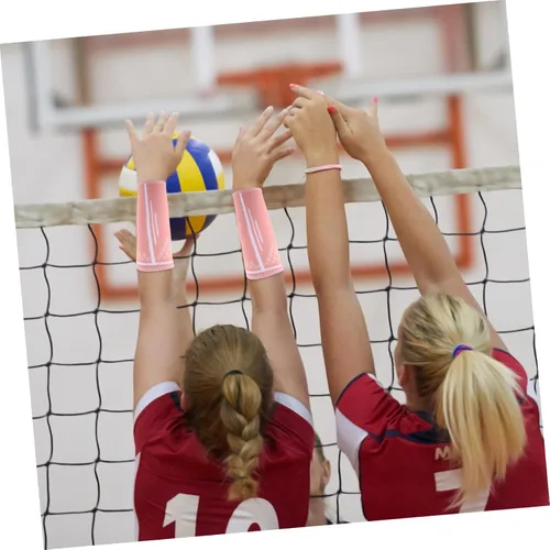 Vista 5 de ibasenice Mangas de voleibol para brazos, muñequera elástica deportiva para mujer, protector de brazo acolchado para uso atlético, 1 par