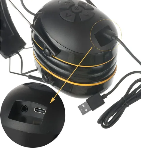 Vista 5 de Protección auditiva con Bluetooth, auriculares inalámbricos con cancelación de ruido 30 dB SNR, sin función de radio, orejeras de batería Batería