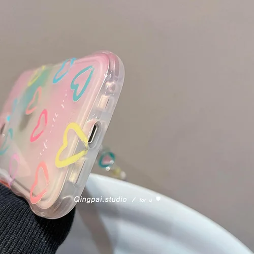 Vista 6 de Funda compatible con iPhone 11 para mujeres y niñas, bonita funda rizada con diseño de corazón de amor, antiarañazos, a prueba de golpes para iPhone