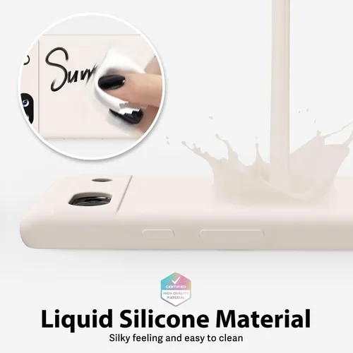Vista 4 de oakxco para Google Pixel 6A Funda de teléfono de silicona líquida, diseño estético lindo y delgado para mujer y niña, cubierta de gel suave, lisa