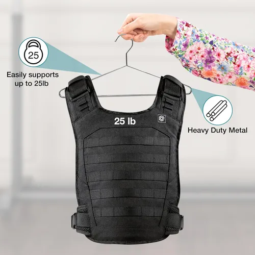 Vista 2 de Lujoso juego de perchas de metal resistente con diseño único de gancho, perchas duraderas y resistentes para abrigos, 4mm de grosor, soporta 25