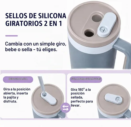 Vista 6 de Vaso aislado de 40 onzas con infusor de frutas, popote y asa Azul