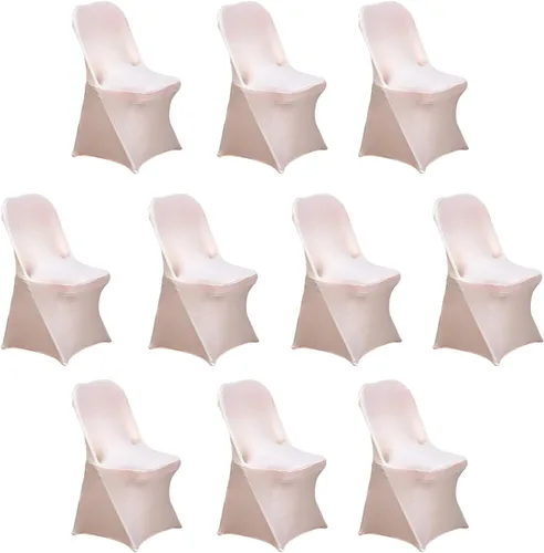 Vista 41 de Efavormart - Funda para silla plegable elástica de elastano, ajustable, para cenas, eventos, bodas, fiestas, banquetes, catering, color beige