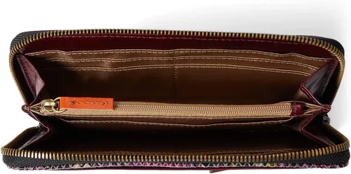 Vista 3 de HOBO Cartera grande con cremallera para mujer, construcción de cuero con forro de algodón, billetera inteligente y moderna, Mosaico Serpiente