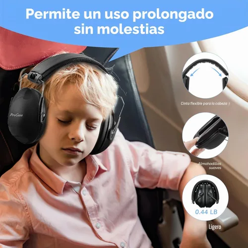 Vista 5 de ProCase Noise Cancelling Headphones for Kids/Toddlers SNR 27dB Ear Muffs Negro