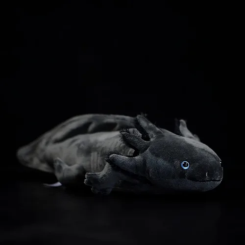 Vista 3 de Muñeca de almohada de peluche Kawaii suave de 19.6 pulgadas de simulación de ajolote rosa (negro)