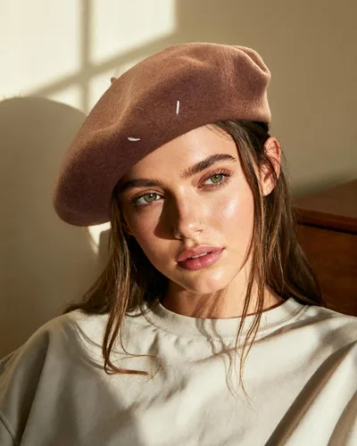 Vista 3 de CLAPE Boina de lana francesa para mujeres y hombres, sombreros de otoño e invierno, color sólido, boina cálida para artista, sombrero de pintor