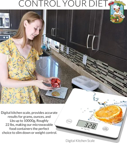 Vista 3 de Báscula de cocina Prep Container Chef – Báscula digital de alimentos. Báscula nutricional para perder peso, hornear, preparar comidas y dieta keto.
