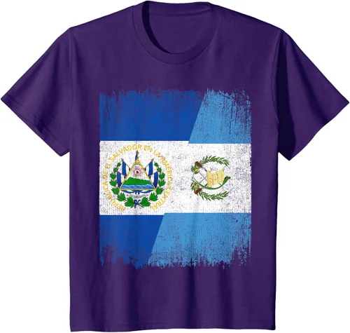 Vista 21 de Camiseta Half El Salvador Bandera de Guatemala con raíces guatemaltecas