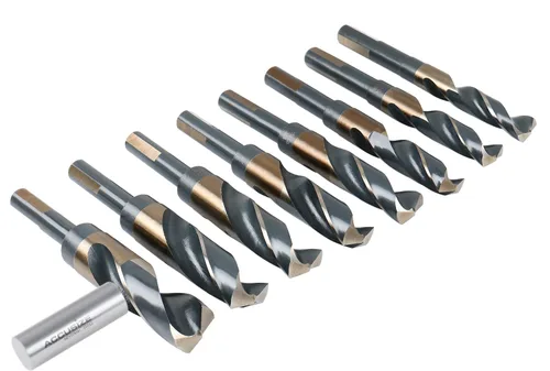 Vista 8 de Accusize Industrial Tools M35 (H.S.S.+5% Cobalto) Vástago y taladro de 1/2" - 9/16" a 1", juego de 8 piezas, H516-6507 M35 HSS + 5% cobalto, 1/2