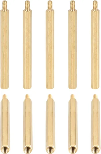 Vista 10 de DTGN M3x4x4mm (DxHLxML) - Separador hexagonal de latón -10Pack- Bueno para máquina electrónica - Tuercas de tornillo espaciadoras macho a hembra