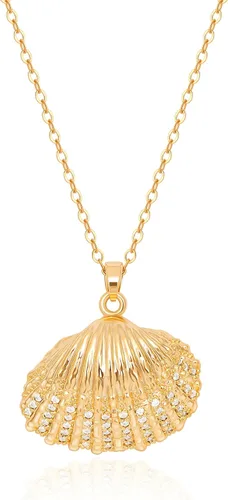 Vista 17 de Aobei Pearl Collar chapado en oro de 18 quilates con dije de cruz de corazón, corazón, estrella, león, mal de ojo, amor, medallón, clip de papel
