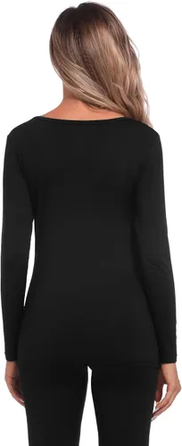 Vista 2 de INNERSY Ropa interior térmica para mujer, manga larga, capa base, camisas ligeras