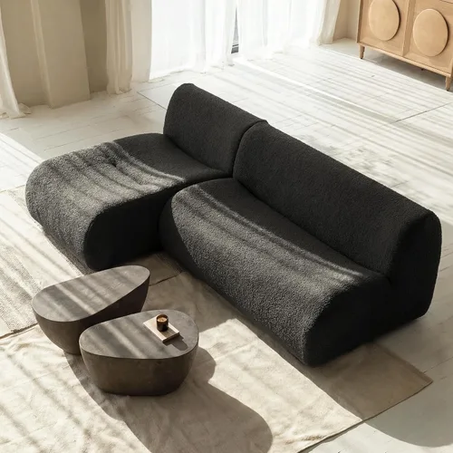 Vista 3 de Sofá de 3 plazas sin hueso con juego de diván, sofá modular de 92 pulgadas, sofás reversibles en forma de L con asiento profundo, sofás de sherpa