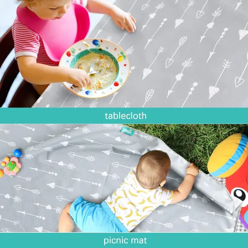 Vista 6 de Paquete de 2 alfombrillas antisalpicaduras para debajo de la silla alta, artes, manualidades y desorden alimentario, tapete antideslizante