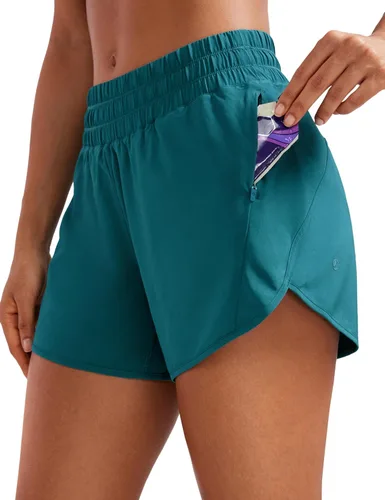 Vista 6 de CRZ YOGA Dolphin - Pantalones cortos deportivos para mujer de 5 pulgadas, cintura media, secado rápido, para correr, entrenamiento, gimnasio, pista