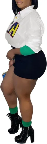Vista 5 de Camisas con botones para mujer, sexy, estampado de letras Y2K, manga larga, blusa, vestido corto para salir por la noche