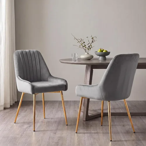Vista 21 de Juego de 4 sillas de comedor de terciopelo negro, modernas sillas de cocina