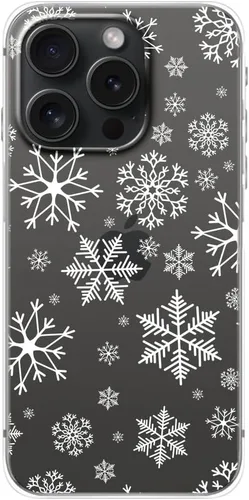 Vista 2 de Blingy's Funda para iPhone 15 Pro, bonito patrón de Navidad con diseño de copos de nieve de invierno, funda protectora transparente de TPU suave