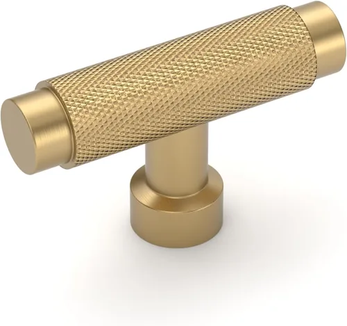 Vista 17 de Amerdeco - Paquete de 10 tiradores de gabinete de oro cepillado estriado de 3 pulgadas (76mm) con agujero central, tiradores para cajones, herrajes