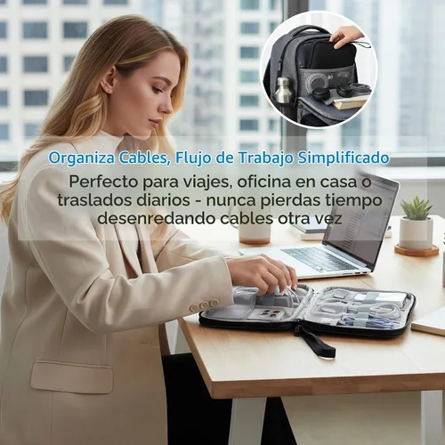 Vista 4 de 1 paquete de organizador de viaje electrónico bolsa de almacenamiento de cable de accesorios técnicos