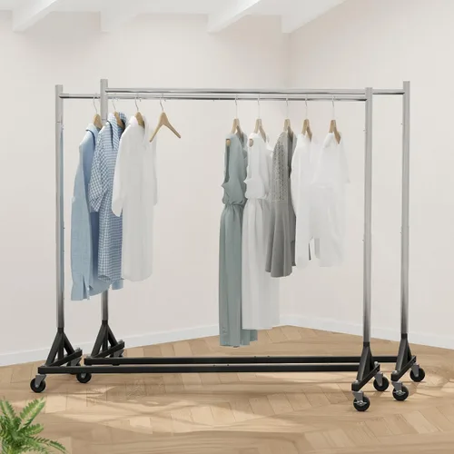 Vista 16 de HOKEEPER Perchero Z con capacidad para 500 libras, resistente perchero de ropa comercial para colgar ropa con ruedas, estante Z portátil