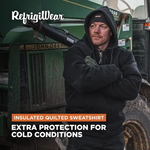 Vista 2 de RefrigiWear Sudadera acolchada aislada, sudadera con capucha de trabajo con cremallera de 3 capas para hombre