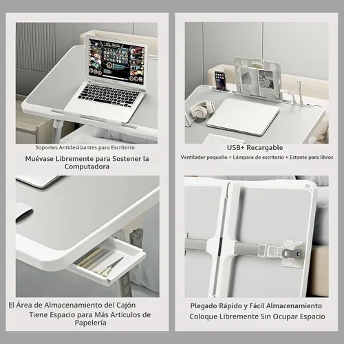 Vista 3 de SIDIANBAN Escritorio para computadora portátil para cama, mesa de cama Negro