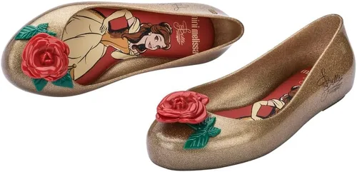 Vista 4 de mini melissa Zapatos planos de ballet Sweet Love + Disney Princess Jelly para niños, zapatos de bailarina de gelatina para niñas, zapatos planos