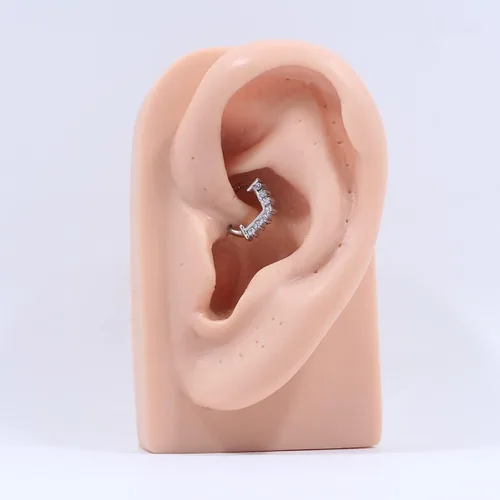 Vista 4 de FANSING Tabique de acero quirúrgico 316L para mujer, joyería de tabique hipoalergénica de 0.43 oz, 0.73 pulgadas, joyería de piercing triangular