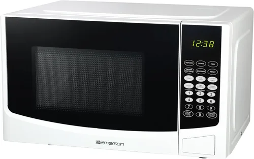 Vista 2 de Emerson Horno microondas compacto de 0.9 pies cúbicos con control táctil, pantalla LED, 900 W, 6 menús automáticos con plato giratorio de vidrio
