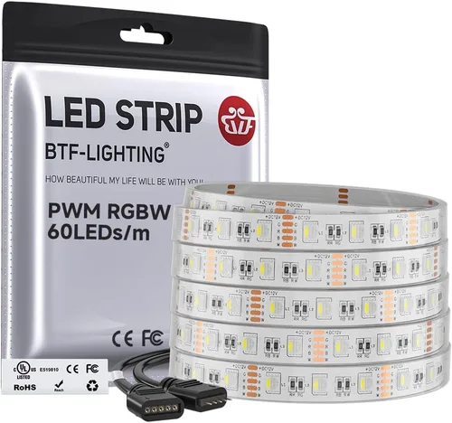 Vista 14 de BTF-LIGHTING 5050 RGBW RGB+Blanco Cálido(2700K-3000K) 4 colores en 1 tira de luz LED DC12V 5m 16.4 pies 60LED/m Multicolor IP30 Blanca 12mm PCB