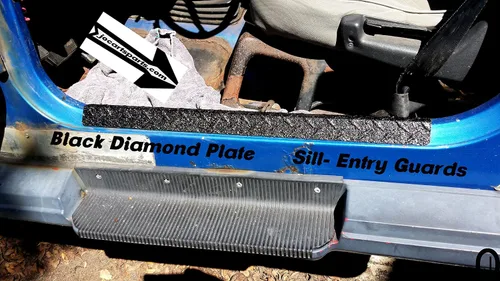 Vista 4 de Se adapta a Jeeep Wrangler YJ-CJ7-CJ8 Black Diamond Plate Large alféizar guardias de entrada 1976-95
