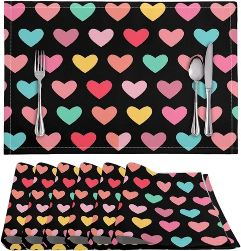 Vista 37 de BIGCARJOB Mantel individual de diseño personalizado, 4 piezas, tapete de mesa resistente al corazón, 12 x 18 pulgadas 1-diseño personalizado
