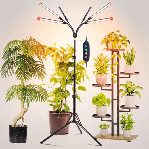 Vista 10 de Luces de Cultivo de Mesa de 3 Cabezales para Plantas de Interior, Inicio de Semillas, Verduras, Bonsái con Temporizador de Encendido/Apagado