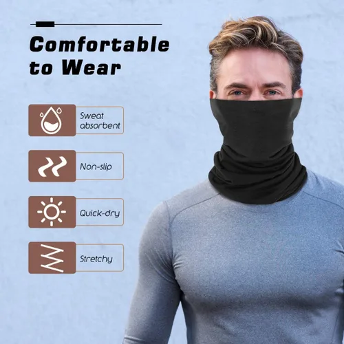 Vista 2 de MoKo Polainas de máscara facial, bandana multifuncional, diadema para mujeres y hombres, bufanda para el cuello para ciclismo al aire libre, moto