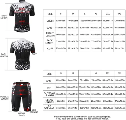 Vista 6 de INBIKE Conjunto de camiseta de ciclismo para hombre, camisa de ciclismo transpirable de manga corta con pantalones cortos acolchados