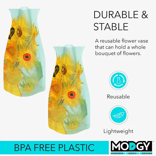 Vista 3 de MODGY Florero expandible, plástico decorativo moderno plegable impreso jarrones para centros de mesa para bodas, mesa de comedor, decoración