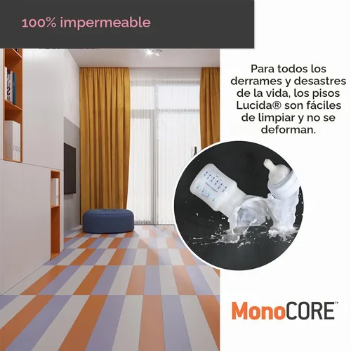 Vista 6 de Lucida Surfaces Azulejos de vinilo de lujo Pisos entrelazados para instalación de bricolaje Tablones de aspecto de color sólido Creamsicle
