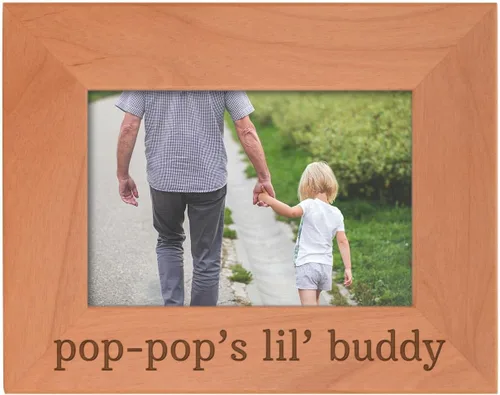 Vista 26 de Personalized Gifts Grandpa Gift Grandpa's Lil' Buddy Grandson - Marco de fotos de madera natural grabado de 4 x 6 pulgadas, diseño de paisaje