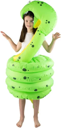 Vista 4 de Disfraz inflable de pitón de la selva serpiente de cuerpo completo para niños (de 5 a 11 años)