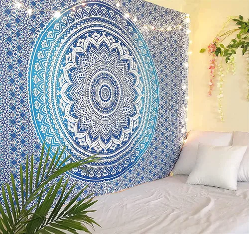 Vista 7 de RAJRANG - Tapiz de mandala grande para dormitorio y sala de estar, tapices de algodón para colgar en la pared