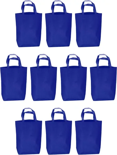 Vista 10 de DISCOUNT PROMOS Customizable Large Tote Bag, Set of 10/50/100 Heavy Duty & Reuseable Bulk Pack - Purple